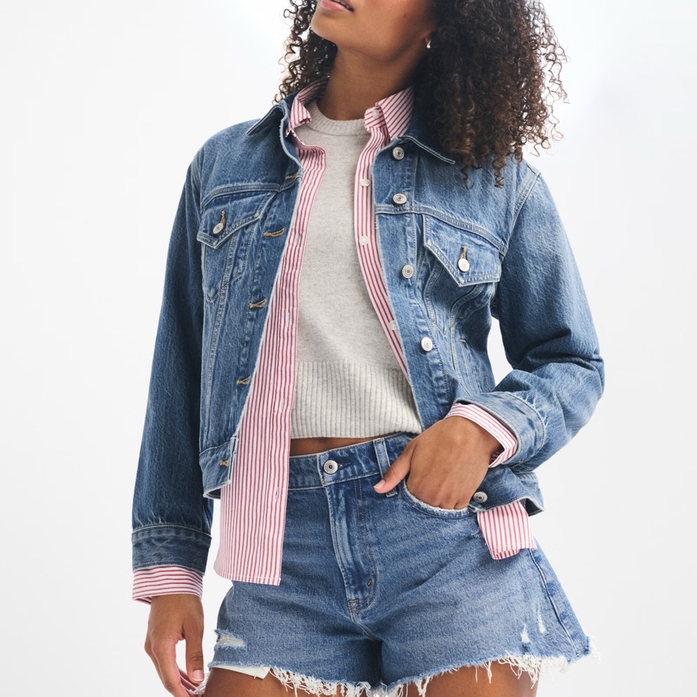 Abercrombie & Fitch Mom Short High Rise Denim Shorts – Blue